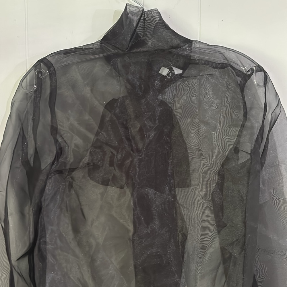 anthropologie sheer Black Back Bow at neck, self tie, Blouse NWOT By Ellender - Picture 3 of 16
